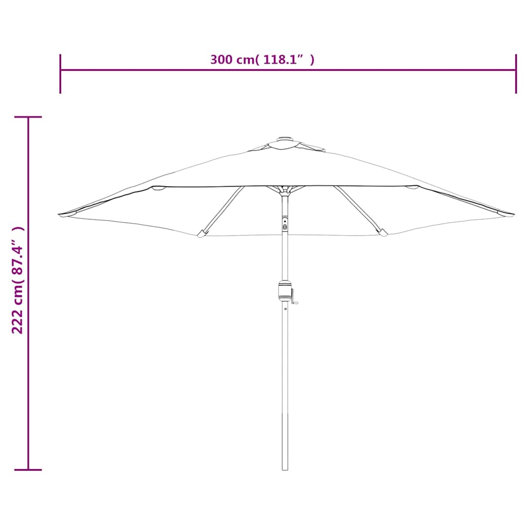 vidaXL Garden Parasol with Metal Pole Bordeaux Red 300 cm