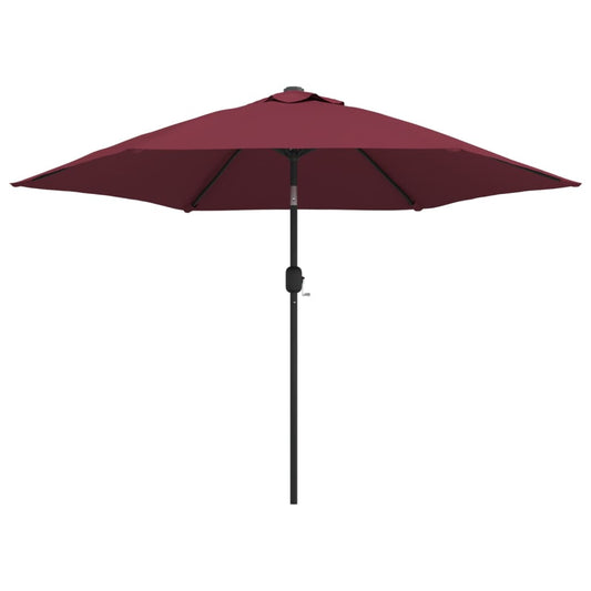 vidaXL Garden Parasol with LED Lights and Steel Pole 300 cm Bordeaux Red