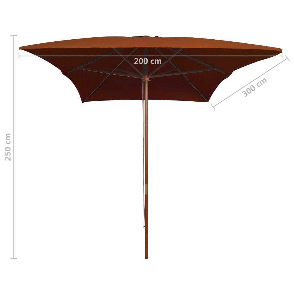 vidaXL Garden Parasol | Terracotta | UV protective polyester and wood