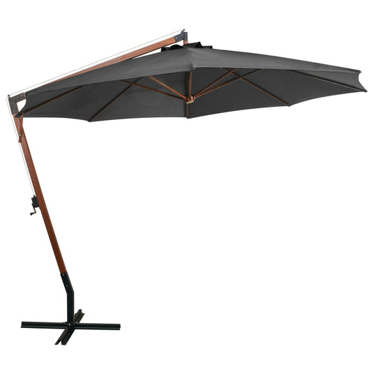 vidaXL Hanging Garden Parasol | Anthracite | Solid Fir Wood | Large