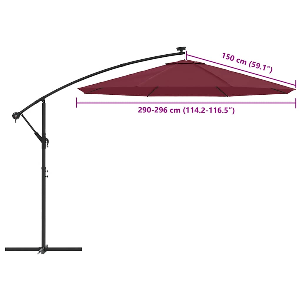 vidaXL Replacement Fabric for Cantilever Umbrella Bordeaux Red 300 cm