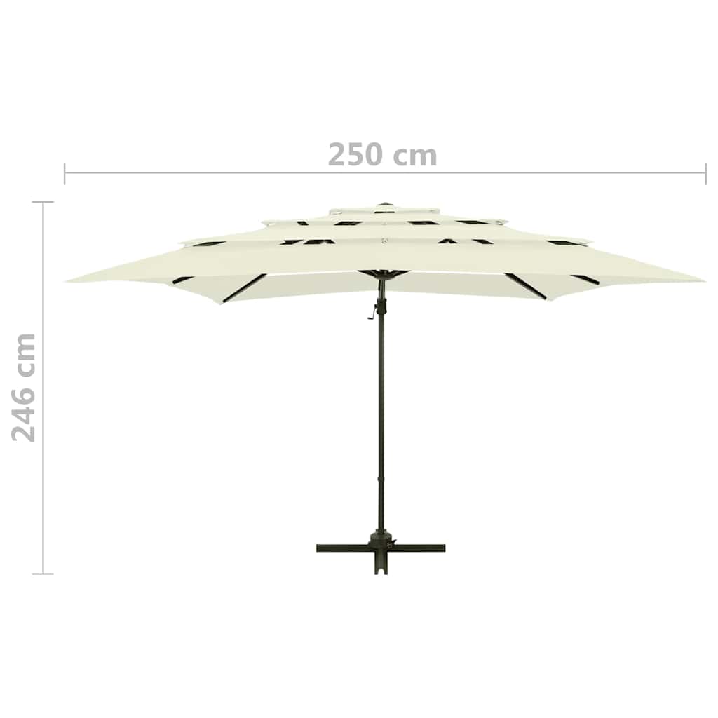 vidaXL 4-Tier Garden Parasol with Aluminium Pole Sand 250x250 cm
