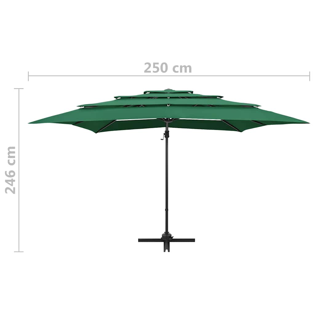 vidaXL 4-Tier Garden Parasol with Aluminium Pole Green 250x250 cm