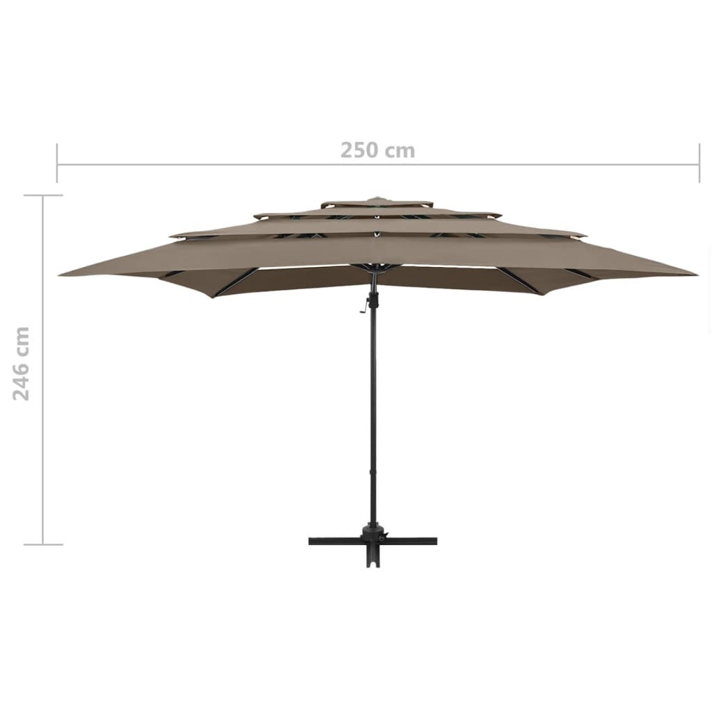 vidaXL Garden Parasol | Taupe | Polyester, Powder-coated Aluminium | Large