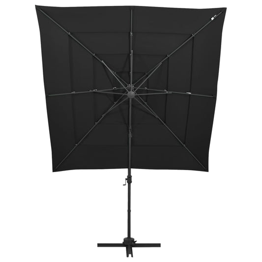 vidaXL Garden Parasol | Black | Polyester | Large | Foldable | Garden Parasol