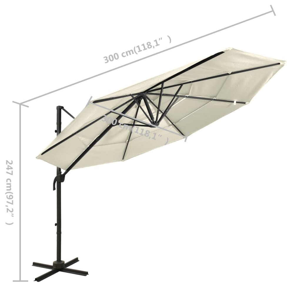 vidaXL 4-Tier Garden Parasol with Aluminium Pole Sand 3x3 m