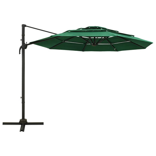 vidaXL Garden Parasol | Green | Polyester | 3x3 m Large | Foldable