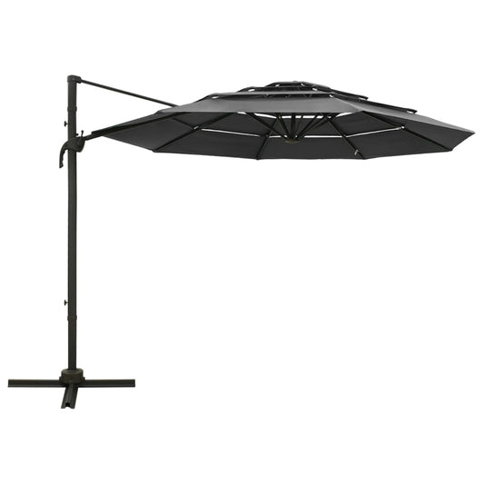 vidaXL Garden Parasol | Anthracite | Polyester, Powder-Coated Aluminium | 3x3 m