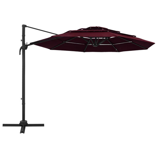 vidaXL Garden Parasol | Bordeaux Red | Polyester | 3x3 metres | Collapsible