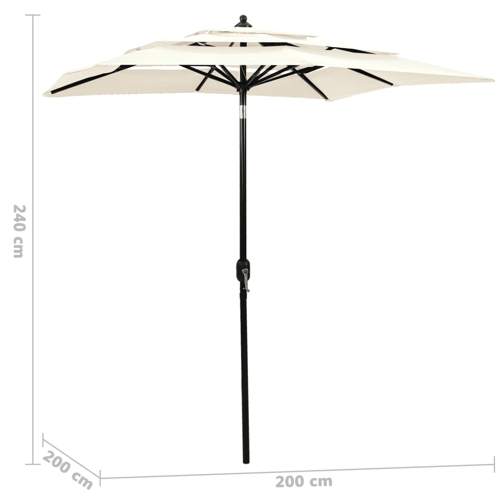 vidaXL Parasol | Sand | Polyester | 2m x 2m | Collapsible | Garden Parasol