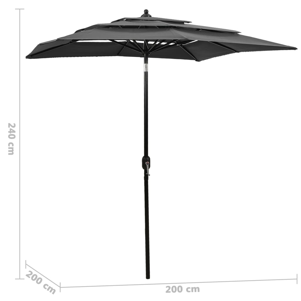 vidaXL Parasol | Anthracite | Polyester | 2x2 m | Foldable | Garden Parasol