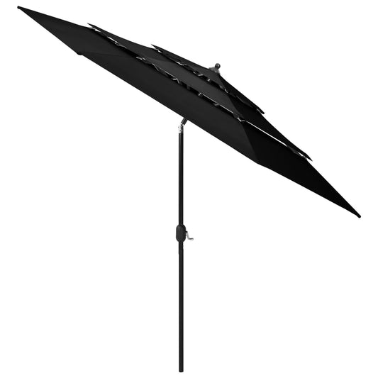 vidaXL Parasol | Black | Polyester, powder-coated aluminium | 3 m canopy