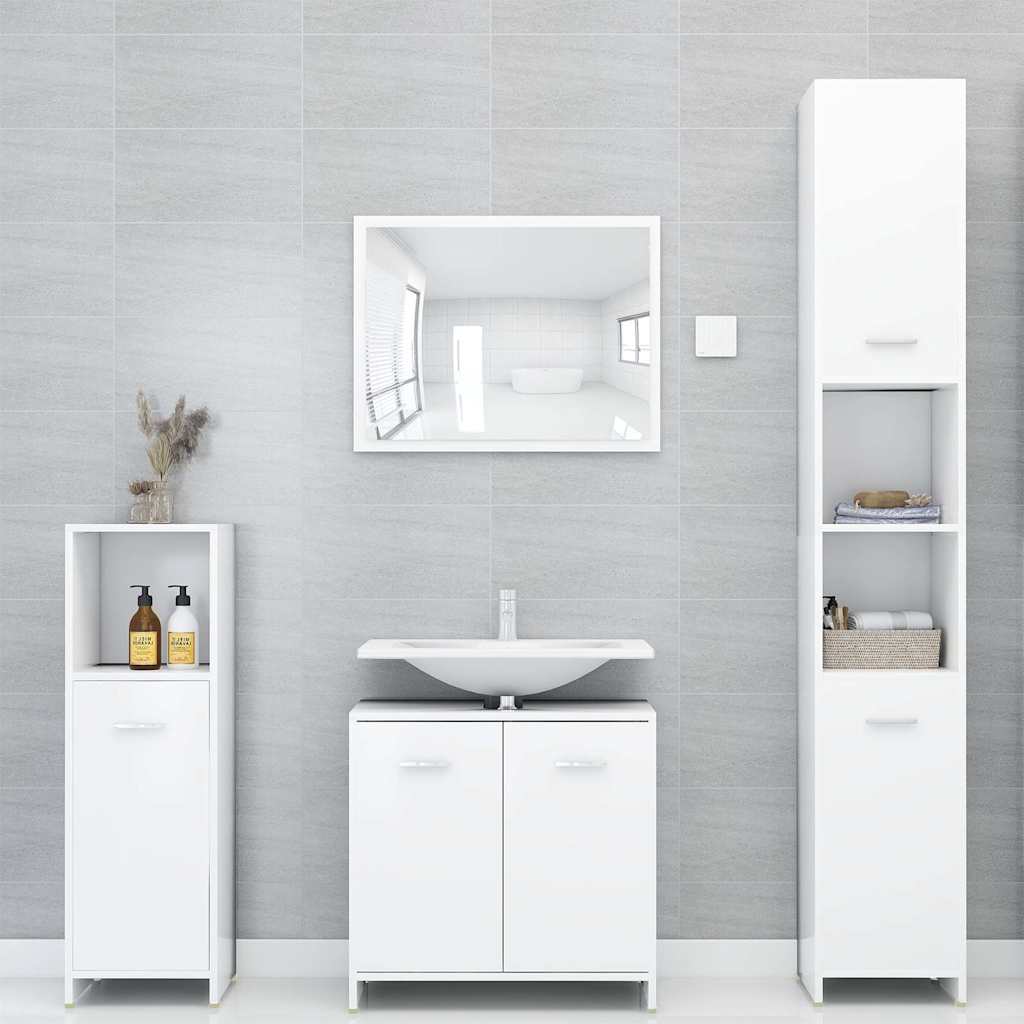 vidaXL 3 Piece Bathroom Furniture Set White Engineered Wood