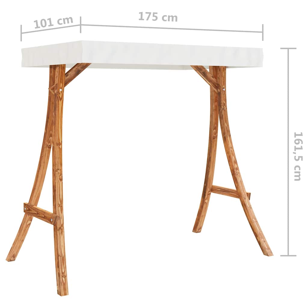 313937 vidaXL Swing Frame with Cream Roof Solid Bent Wood with Teak Finish