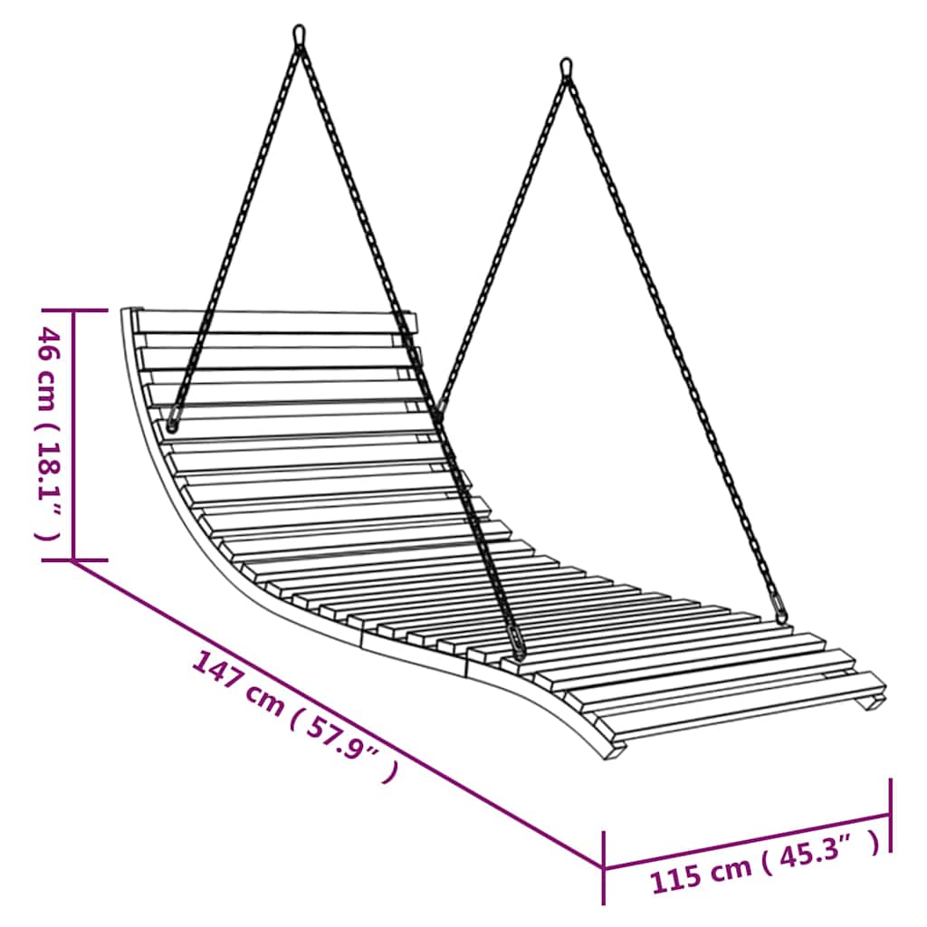 313939 vidaXL Swing Bed Solid Bent Wood with Teak Finish 115x147x46 cm