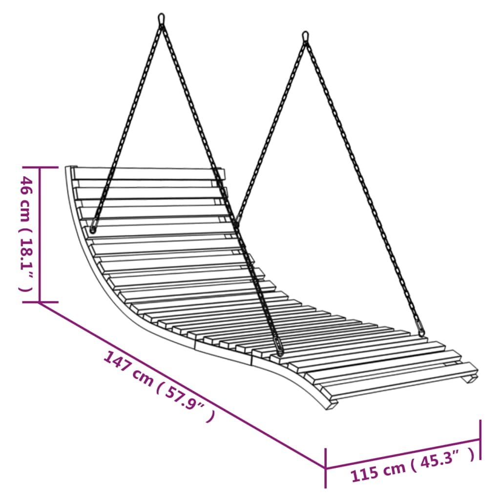 vidaXL Swing Bed Solid Bent Wood with Teak Finish 115x147x46 cm