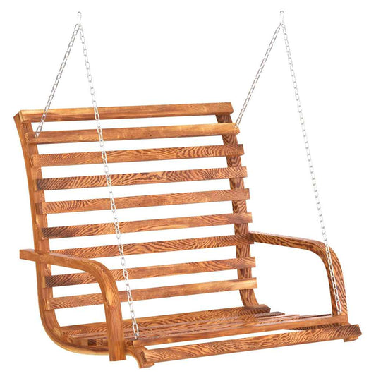 vidaXL Swing Bench Solid Bent Wood with Teak Finish 126x63x92 cm