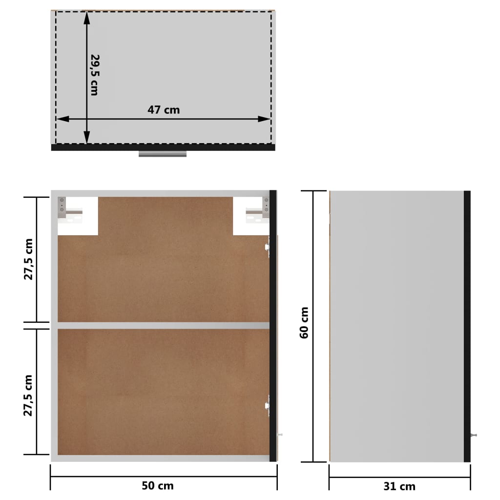 vidaXL Hanging Cabinet Lyons 2 pcs Black 50x31x60 cm Engineered Wood