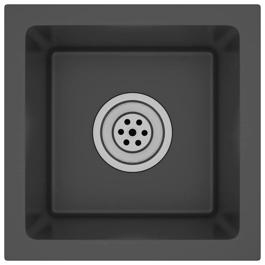 vidaXL Handmade Kitchen Sink Black Stainless Steel
