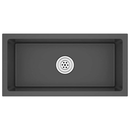 vidaXL Handmade Kitchen Sink Black Stainless Steel