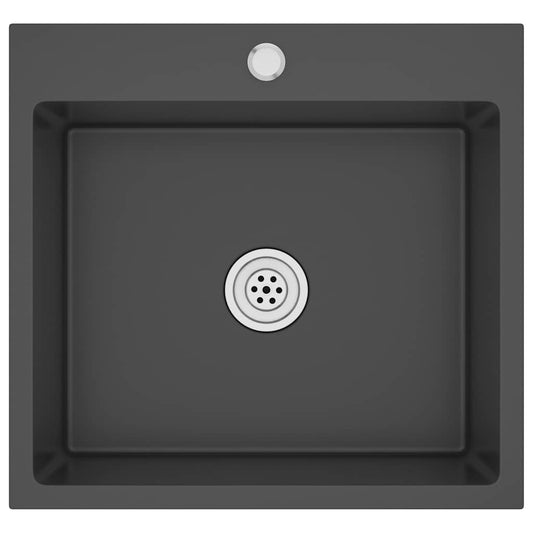 vidaXL Handmade Kitchen Sink Black Stainless Steel