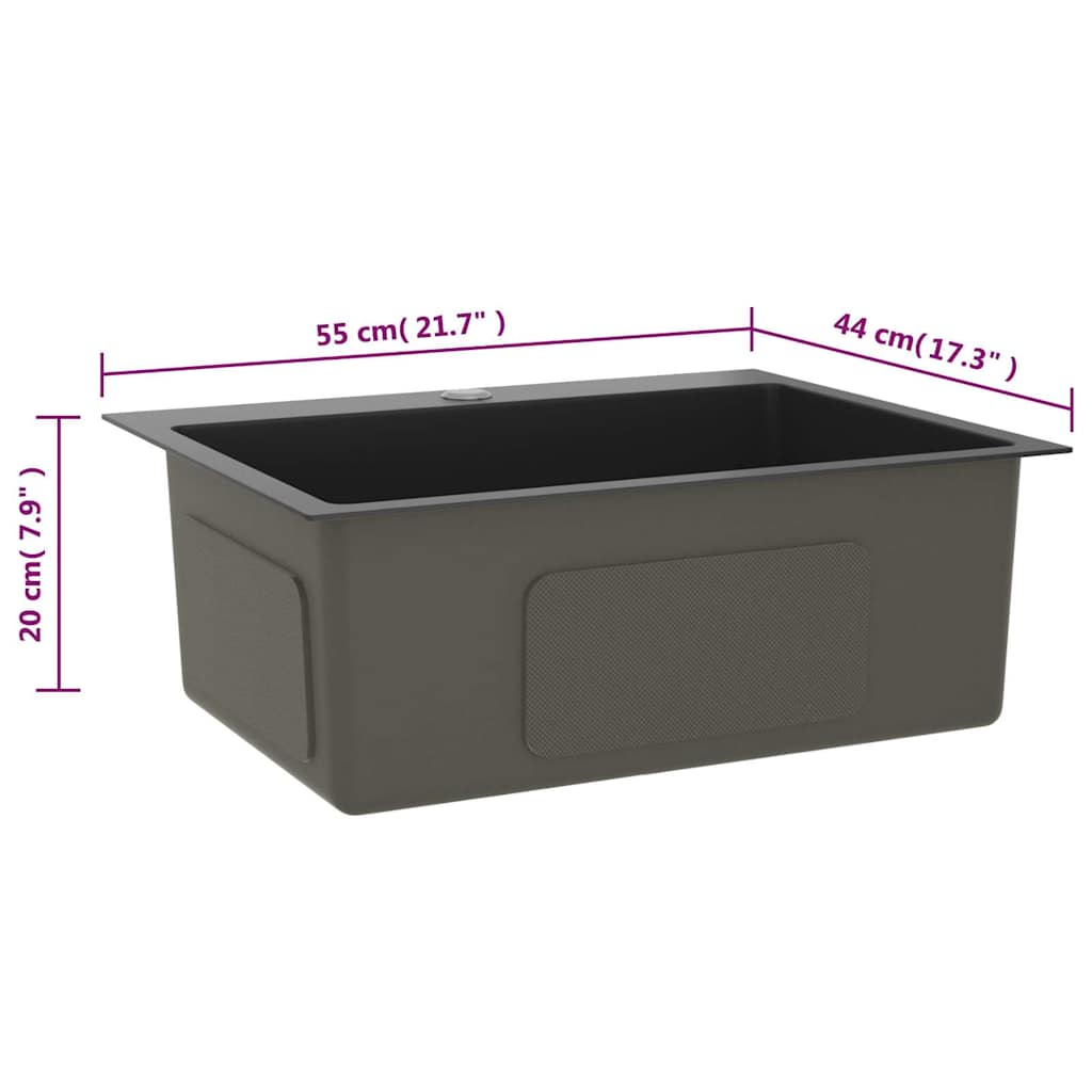 vidaXL Handmade Kitchen Sink Black Stainless Steel