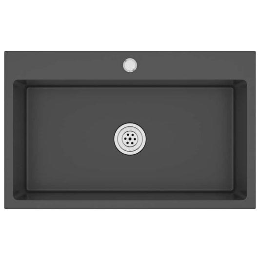 vidaXL Handmade Kitchen Sink Black Stainless Steel