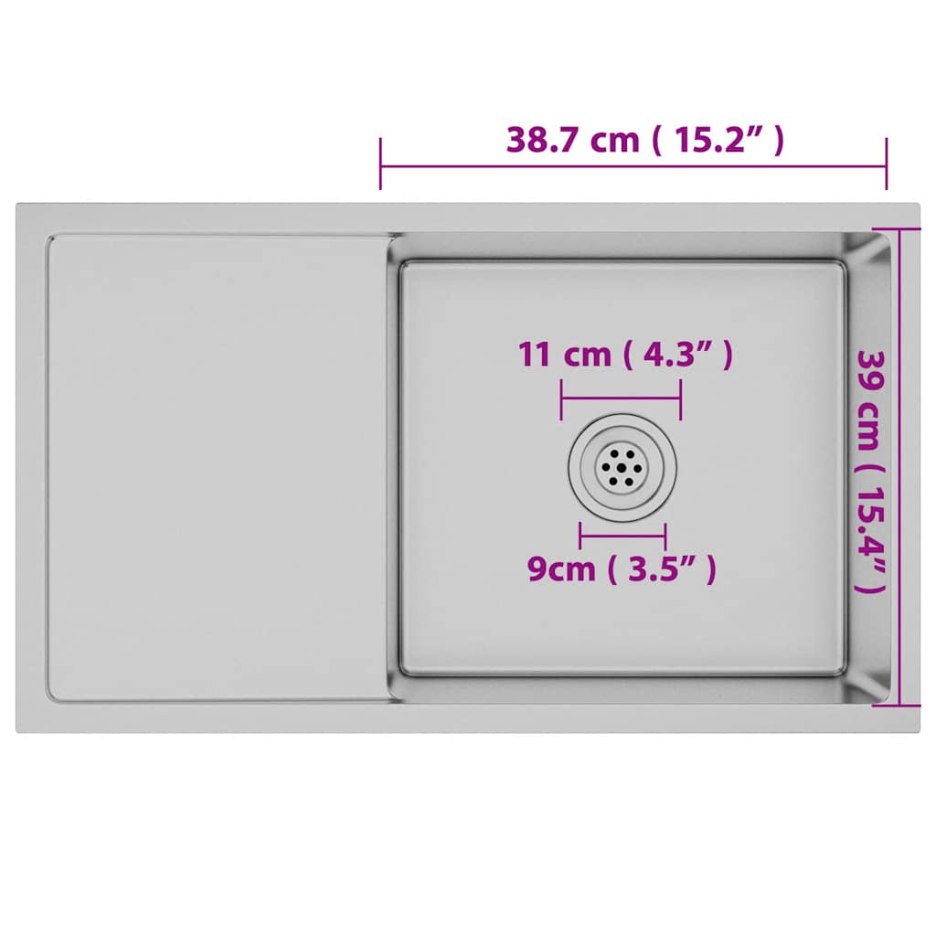 vidaXL Handmade Kitchen Sink Stainless Steel