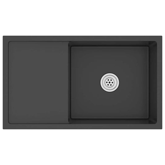 vidaXL Handmade Kitchen Sink Black Stainless Steel