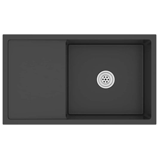 vidaXL Handmade Kitchen Sink Black Stainless Steel
