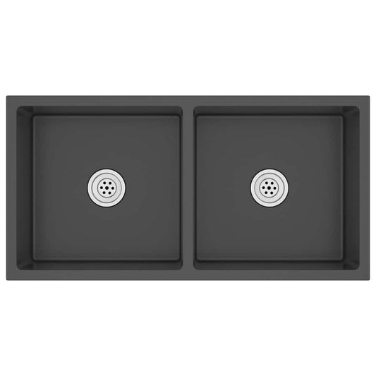 vidaXL Handmade Kitchen Sink Black Stainless Steel