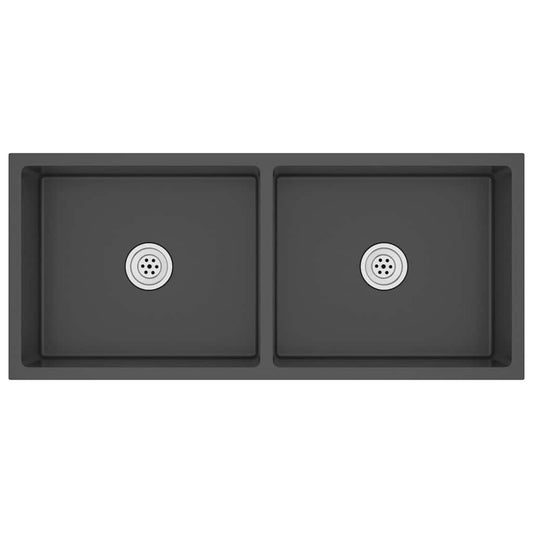 vidaXL Handmade Kitchen Sink Black Stainless Steel