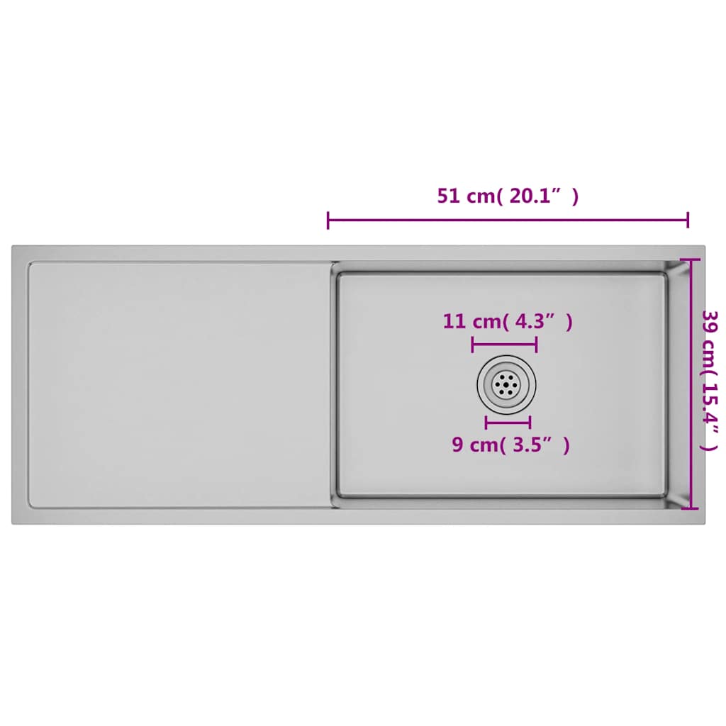 vidaXL Handmade Kitchen Sink Stainless Steel