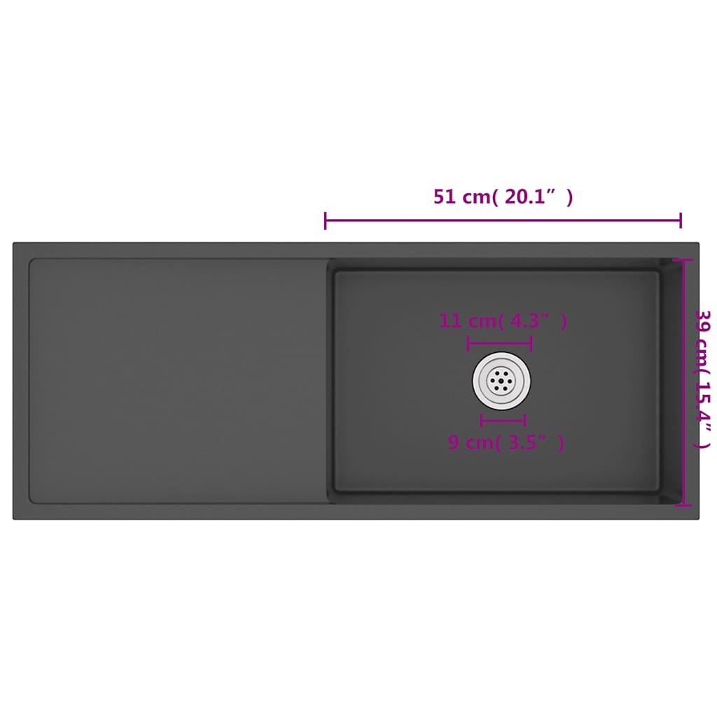 vidaXL Handmade Kitchen Sink Black Stainless Steel