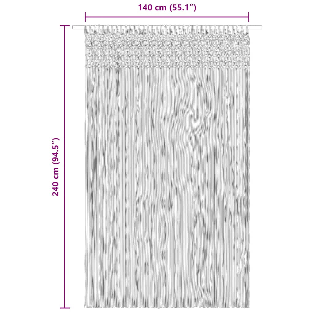 vidaXL Macrame Curtain Taupe 140x240 cm Cotton