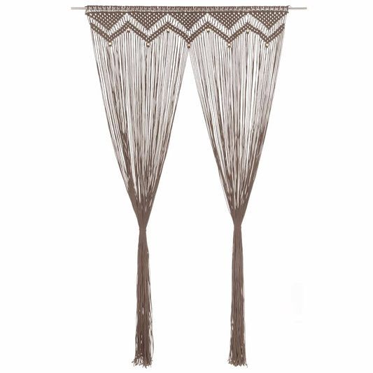 323980 vidaXL Macrame Curtain Taupe 140x240 cm Cotton