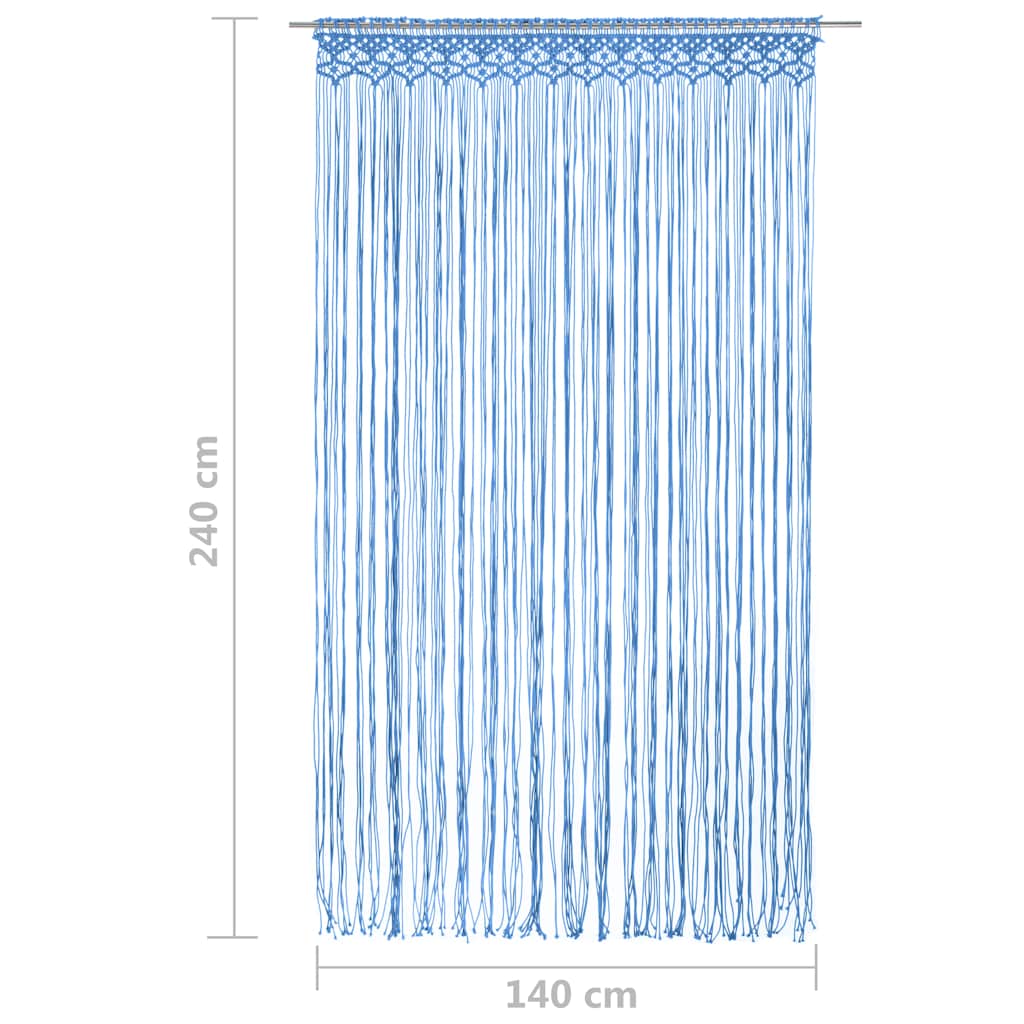 323987 vidaXL Macrame Curtain Blue 140x240 cm Cotton