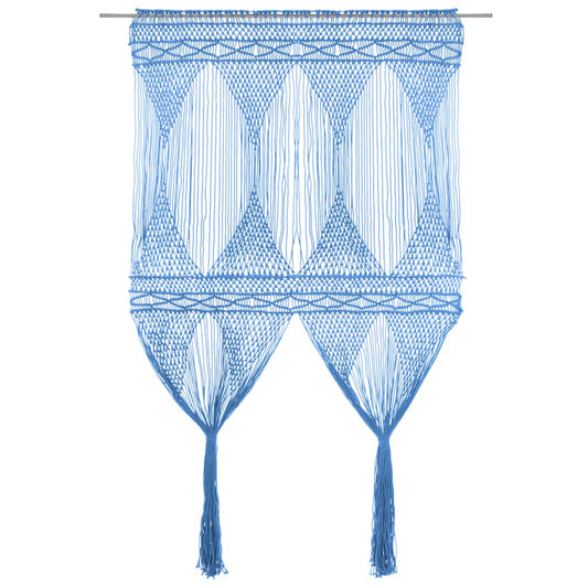 323990 vidaXL Macrame Curtain Blue 140x240 cm Cotton
