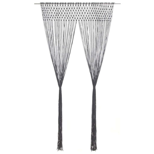 323991 vidaXL Macrame Curtain Anthracite 140x240 cm Cotton