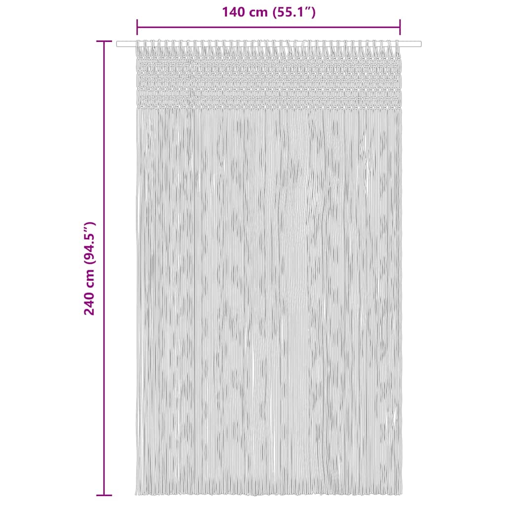 323991 vidaXL Macrame Curtain Anthracite 140x240 cm Cotton