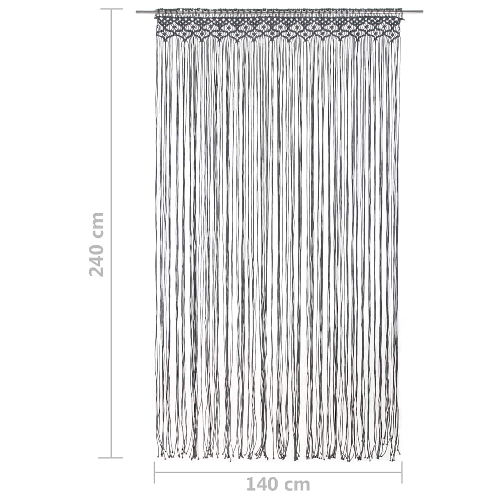323993 vidaXL Macrame Curtain Anthracite 140x240 cm Cotton