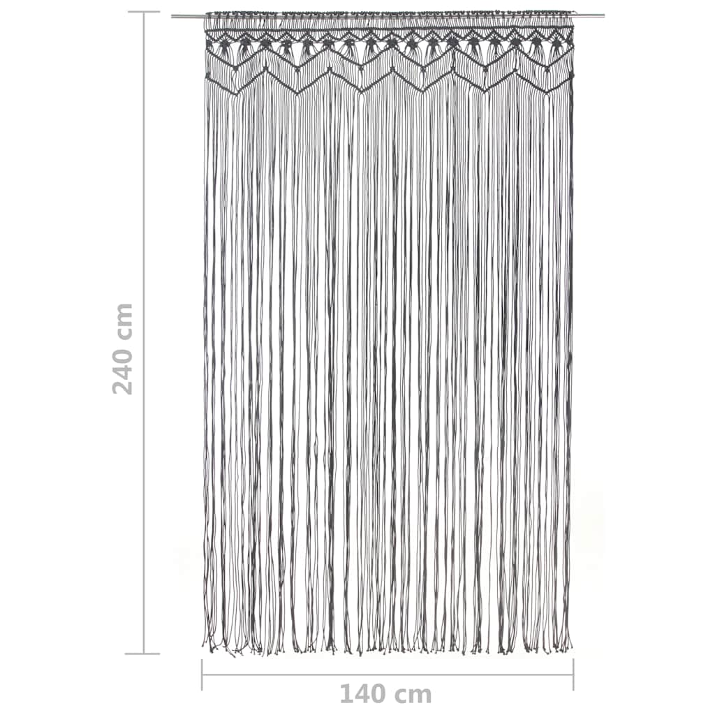 323994 vidaXL Macrame Curtain Anthracite 140x240 cm Cotton