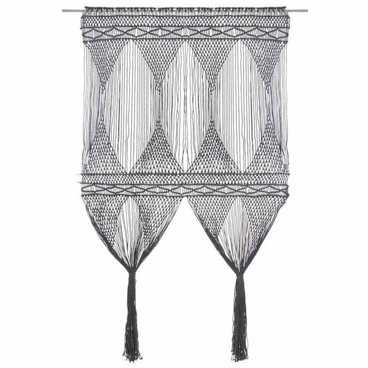 323996 vidaXL Macrame Curtain Anthracite 140x240 cm Cotton