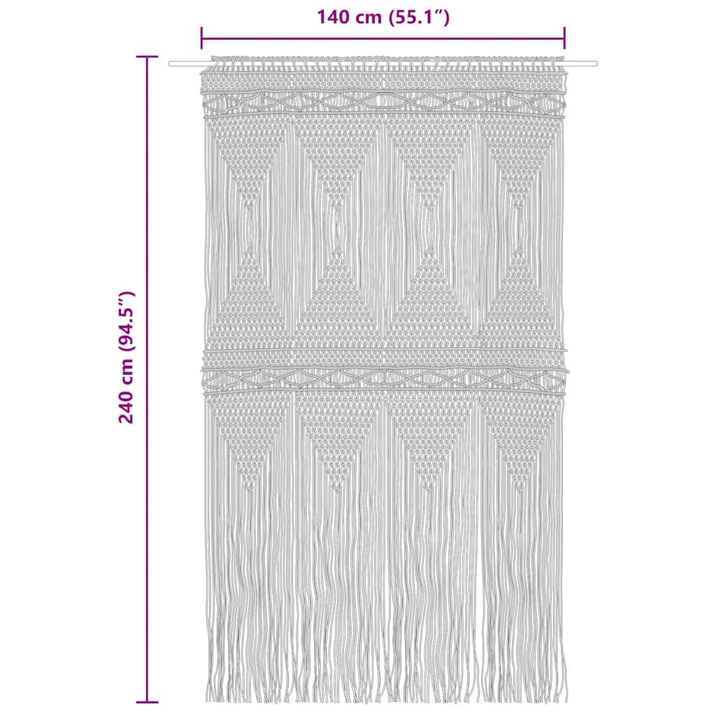 vidaXL Macrame Curtain Anthracite 140x240 cm Cotton