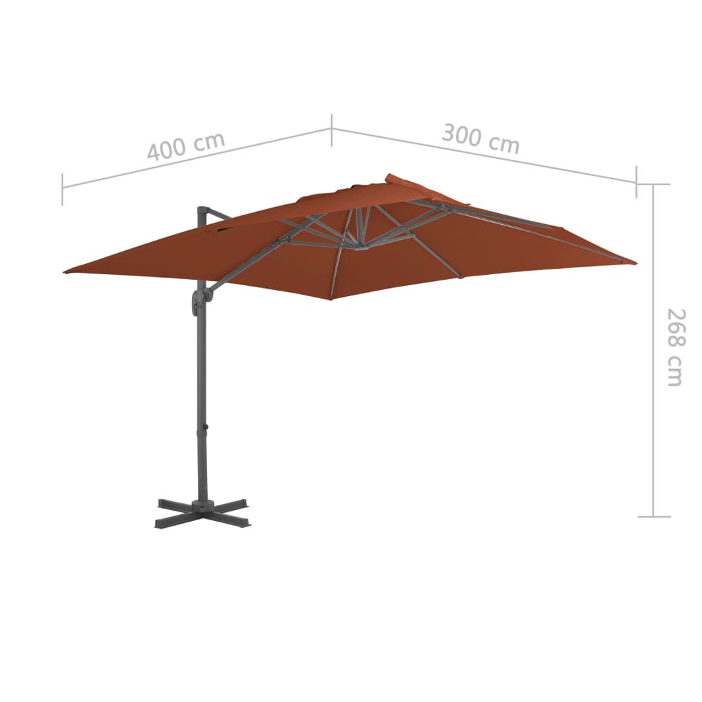 vidaXL Cantilever Garden Parasol | Terracotta | Polyester, Aluminium