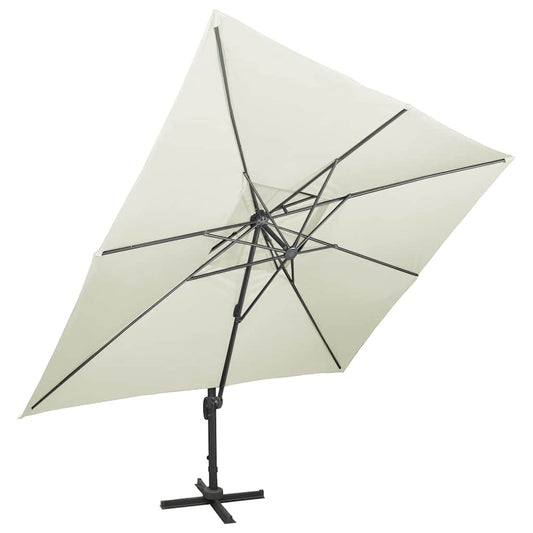 312369 vidaXL Cantilever Garden Parasol with Double Top Sand 400x300 cm