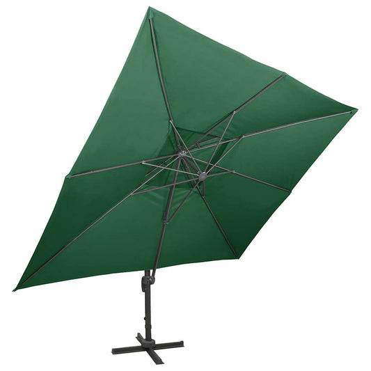 312371 vidaXL Cantilever Garden Parasol with Double Top Green 400x300 cm