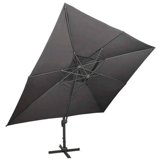 312373 vidaXL Cantilever Garden Parasol with Double Top Anthracite 400x300 cm