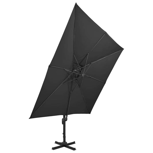 312376 vidaXL Cantilever Garden Parasol with Double Top 300x300 cm Black