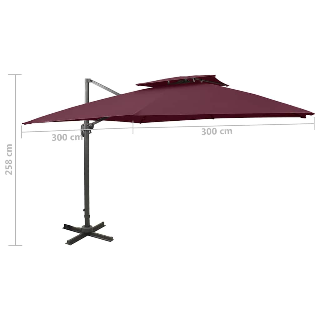 vidaXL Cantilever Garden Parasol with Double Top 300x300 cm